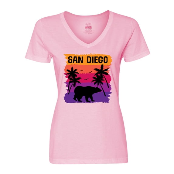 Inktastic San Diego California Sunset Women's V-Neck T-Shirt
