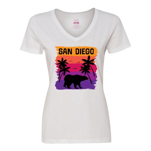 Inktastic San Diego California Sunset Women's V-Neck T-Shirt