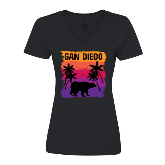 Inktastic San Diego California Sunset Women's V-Neck T-Shirt