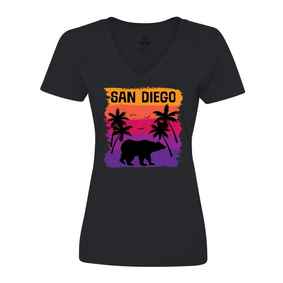 Inktastic San Diego California Sunset Women's V-Neck T-Shirt