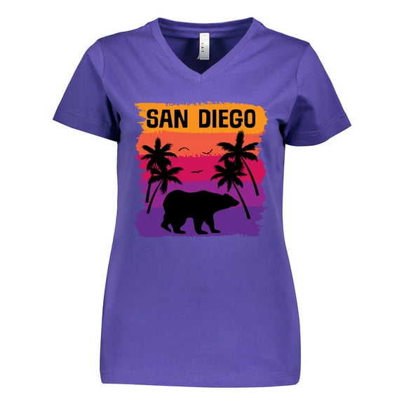 Inktastic San Diego California Sunset Women's V-Neck T-Shirt