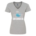 thumbnail image 1 of Inktastic San Diego California Whale Women's V-Neck T-Shirt, 1 of 5