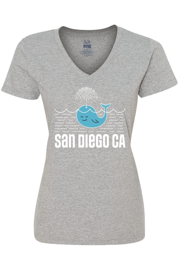 San Diego California Whale Women's V-Neck T-Shirt