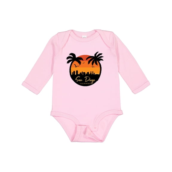 Inktastic San Diego Sunset Skyline Boys or Girls Long Sleeve Baby Bodysuit