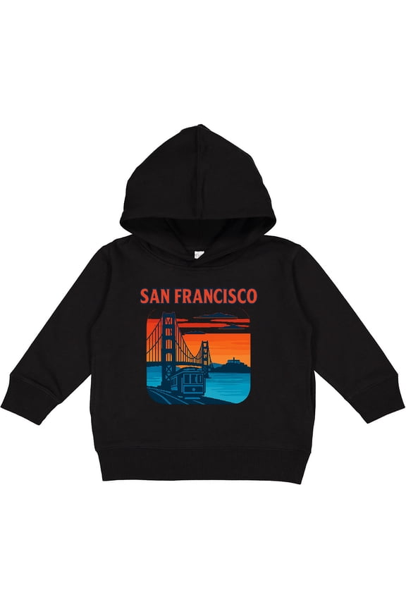 San Francisco Golden Gate Bridge Retro Illustration Toddler Hoodie