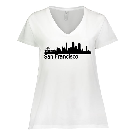 Inktastic San Francisco Skyline Women's Plus Size V-Neck T-Shirt