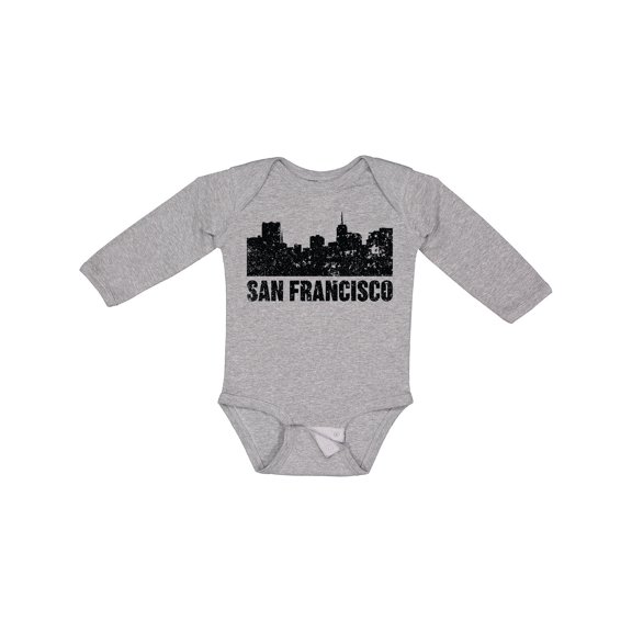 Inktastic San Francisco Skyline with Grunge Boys or Girls Long Sleeve Baby Bodysuit
