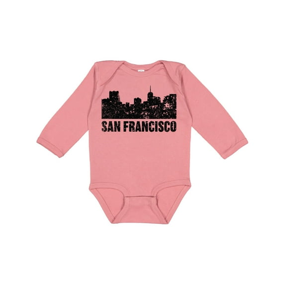 Inktastic San Francisco Skyline with Grunge Boys or Girls Long Sleeve Baby Bodysuit