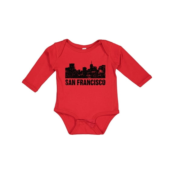 Inktastic San Francisco Skyline with Grunge Boys or Girls Long Sleeve Baby Bodysuit