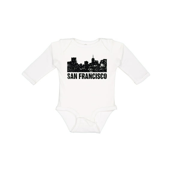 Inktastic San Francisco Skyline with Grunge Boys or Girls Long Sleeve Baby Bodysuit