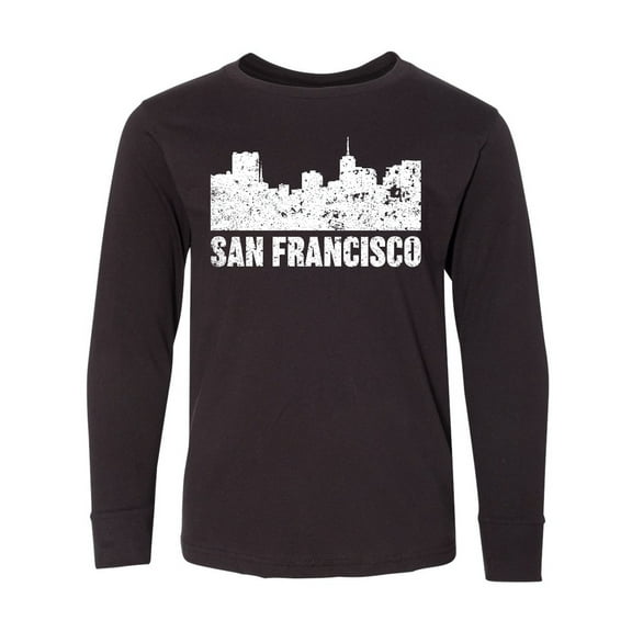 Inktastic San Francisco Skyline with Grunge Long Sleeve Youth T-Shirt