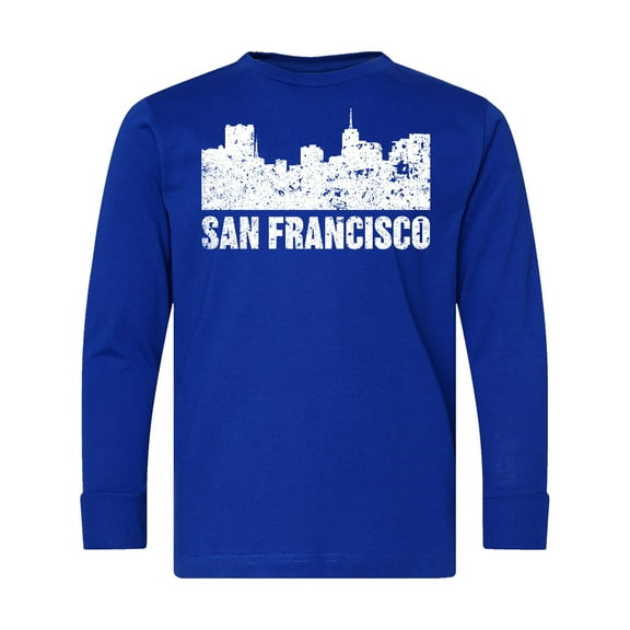 Inktastic San Francisco Skyline with Grunge Long Sleeve Youth T-Shirt