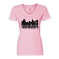 thumbnail image 1 of Inktastic San Francisco Skyline with Grunge Women's V-Neck T-Shirt, 1 of 5