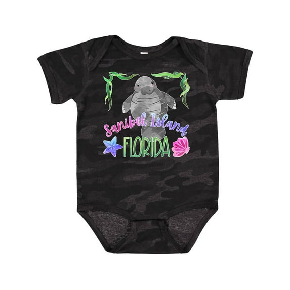 Inktastic Sanibel Island Florida Cute Swimming Manatee Boys or Girls Baby Bodysuit
