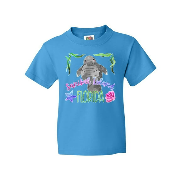 Inktastic Sanibel Island Florida Cute Swimming Manatee Youth T-Shirt