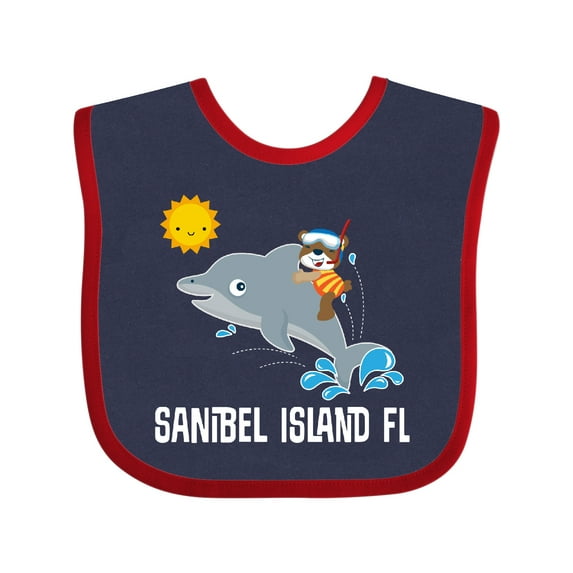 Inktastic Sanibel Island Florida Dolphin Boys or Girls Baby Bib