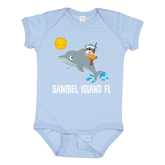 Inktastic Sanibel Island Florida Dolphin Boys or Girls Baby Bodysuit