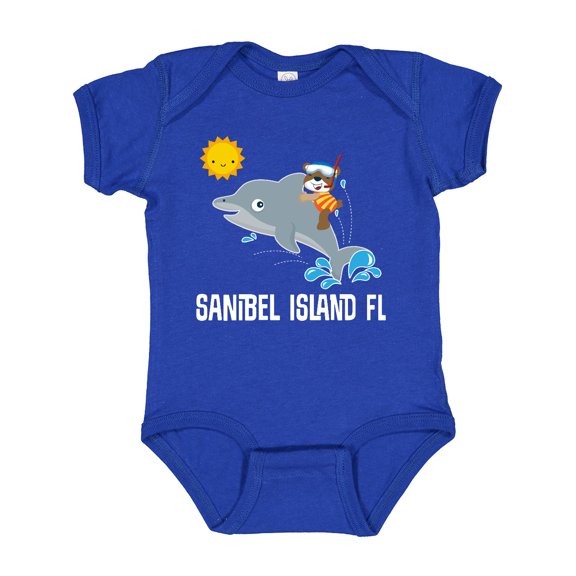 Inktastic Sanibel Island Florida Dolphin Boys or Girls Baby Bodysuit