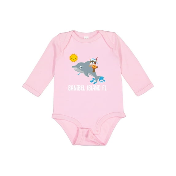 Inktastic Sanibel Island Florida Dolphin Boys or Girls Long Sleeve Baby Bodysuit