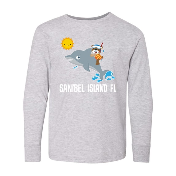 Inktastic Sanibel Island Florida Dolphin Long Sleeve Youth T-Shirt