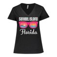thumbnail image 1 of Inktastic Sanibel Island Florida Vacation Women's Plus Size V-Neck T-Shirt, 1 of 5