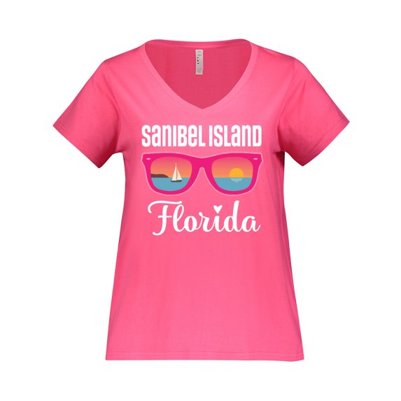 Inktastic Sanibel Island Florida Vacation Women's Plus Size V-Neck T-Shirt