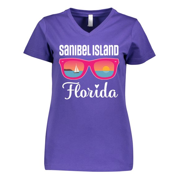 Inktastic Sanibel Island Florida Vacation Women's V-Neck T-Shirt