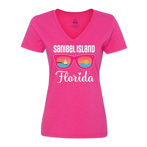 Inktastic Sanibel Island Florida Vacation Women's V-Neck T-Shirt