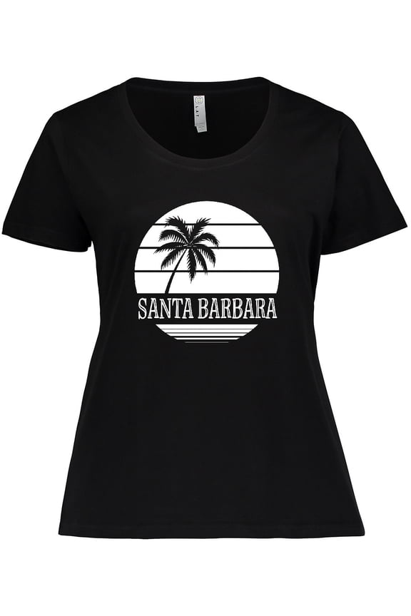 Santa Barbara California Palm Tree Women's Plus Size T-Shirt