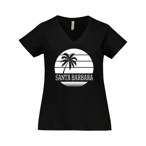 Inktastic Santa Barbara California Palm Tree Women's Plus Size V-Neck T-Shirt