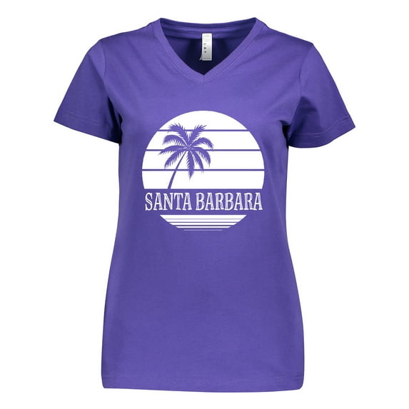 Inktastic Santa Barbara California Palm Tree Women's V-Neck T-Shirt