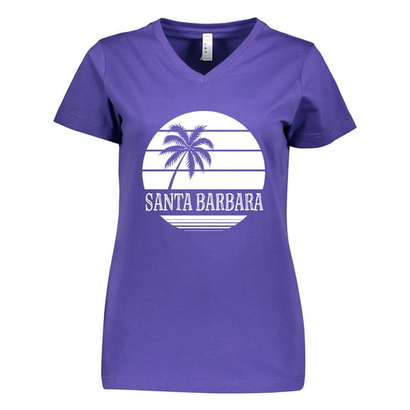 Inktastic Santa Barbara California Palm Tree Women's V-Neck T-Shirt