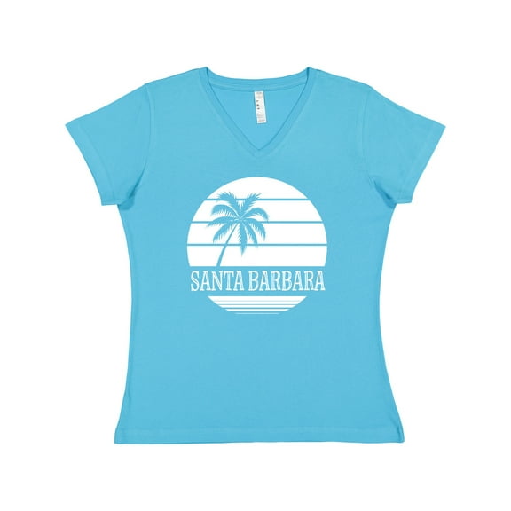 Inktastic Santa Barbara California Palm Tree Women's V-Neck T-Shirt