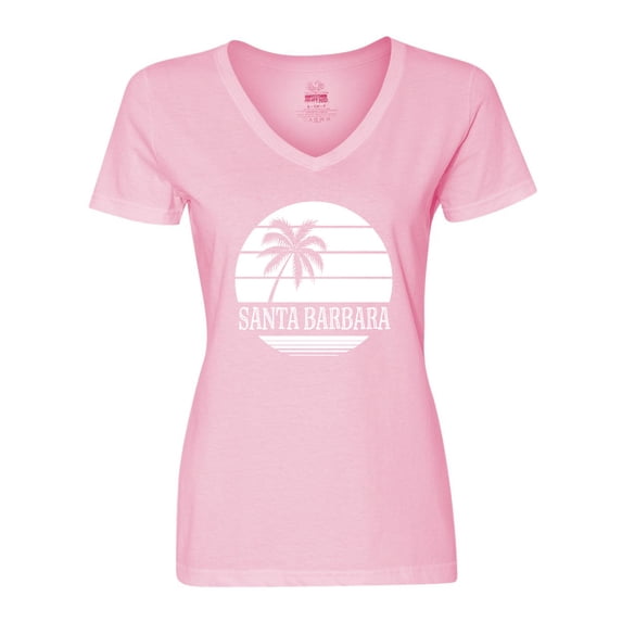 Inktastic Santa Barbara California Palm Tree Women's V-Neck T-Shirt