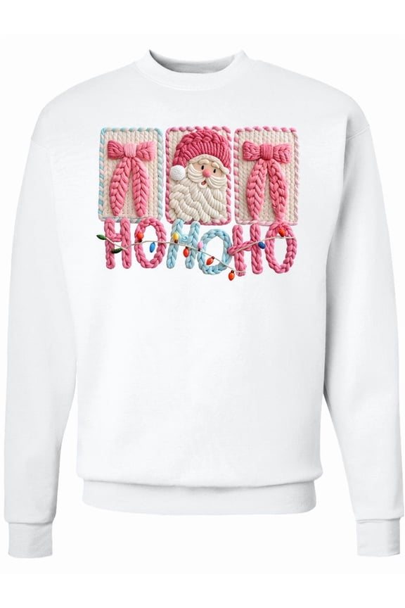 Santa Claus Ho Ho Ho Christmas Knit Design Adult Sweatshirt
