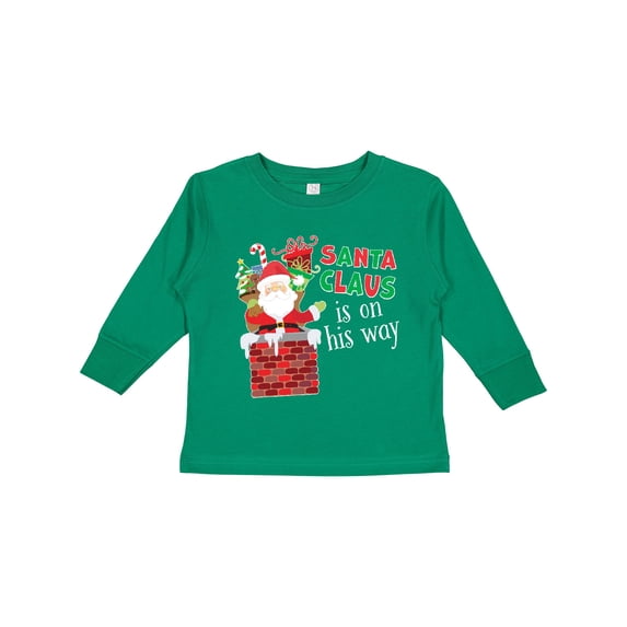 Inktastic Santa Claus is on His Way Christmas Boys or Girls Long Sleeve Toddler T-Shirt