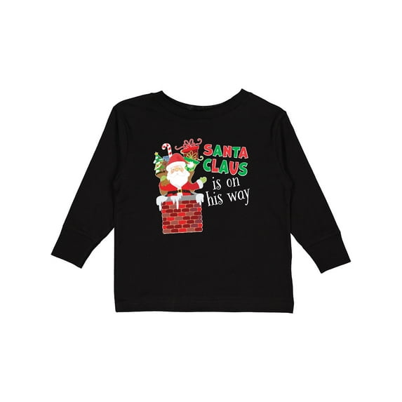 Inktastic Santa Claus is on His Way Christmas Boys or Girls Long Sleeve Toddler T-Shirt