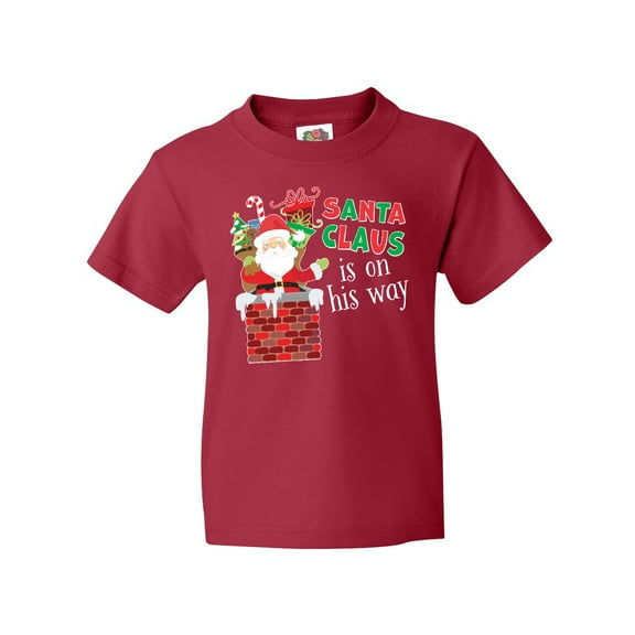 Inktastic Santa Claus Is On His Way Christmas Youth T-Shirt