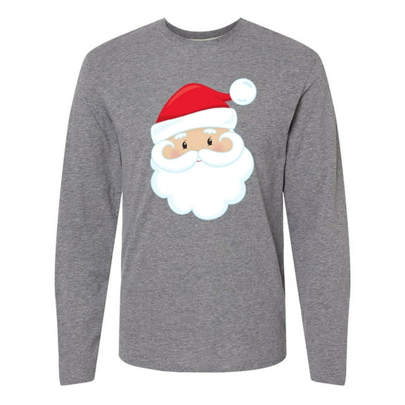 Inktastic Santa Claus, Smiling Santa, Red Hat, White Beard Long Sleeve T-Shirt