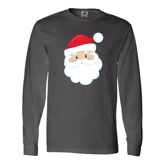 Inktastic Santa Claus, Smiling Santa, Red Hat, White Beard Long Sleeve T-Shirt