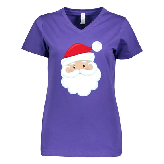Inktastic Santa Claus, Smiling Santa, Santa Hat, Christmas Women's V-Neck T-Shirt