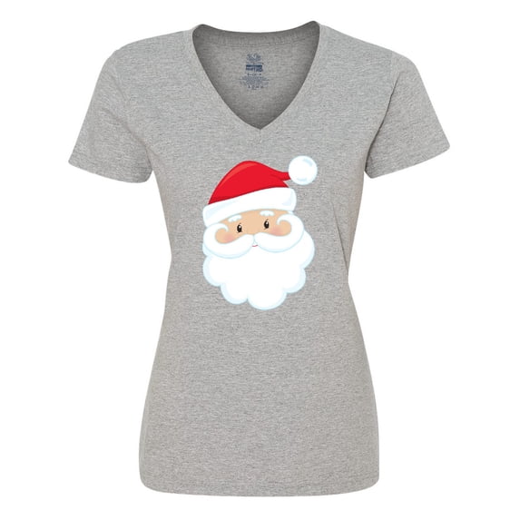 Inktastic Santa Claus, Smiling Santa, Santa Hat, Christmas Women's V-Neck T-Shirt