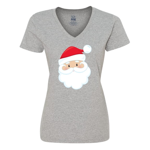 Inktastic Santa Claus, Smiling Santa, Santa Hat, Christmas Women's V-Neck T-Shirt