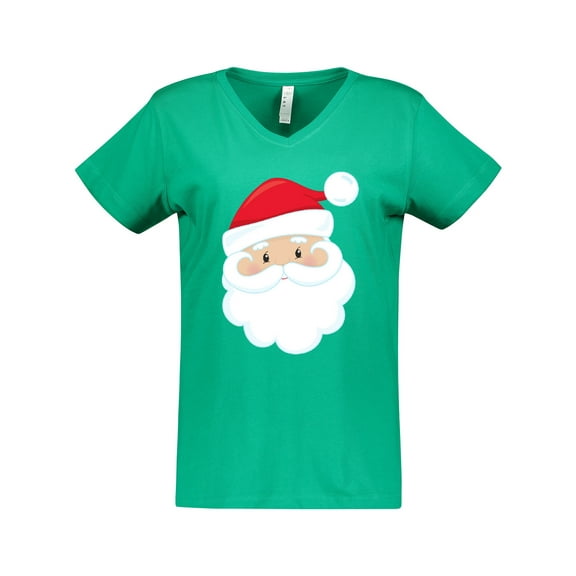 Inktastic Santa Claus, Smiling Santa, Santa Hat, Christmas Women's V-Neck T-Shirt