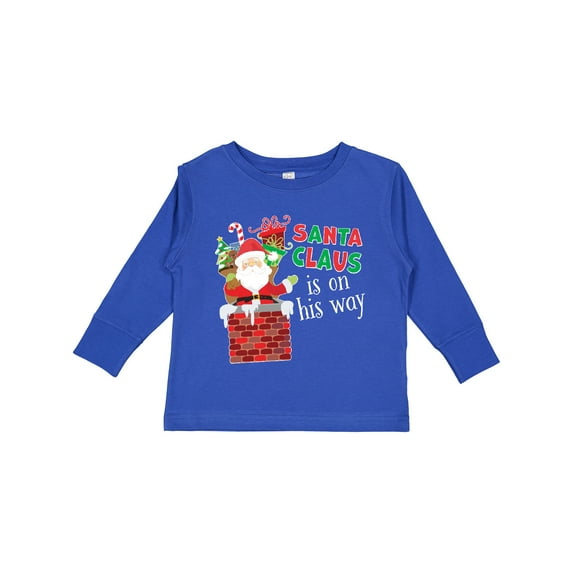 Inktastic Santa Claus is on His Way Christmas Boys or Girls Long Sleeve Toddler T-Shirt