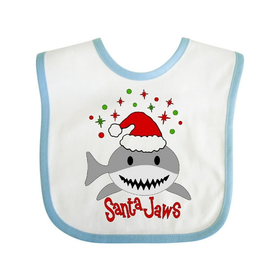Inktastic Santa Jaws Cute Christmas Shark in Santa Hat Boys or Girls Baby Bib