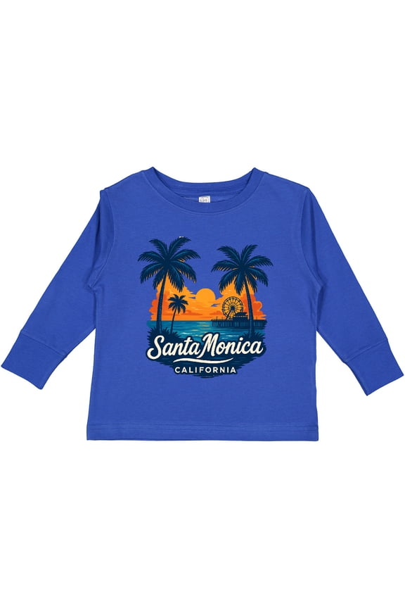 Santa Monica California Sunset Beach Boys or Girls Long Sleeve Toddler T-Shirt