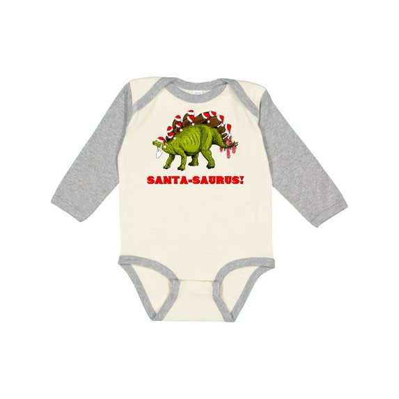 Inktastic Santa-Saurus Christmas Dinosaur Boys or Girls Long Sleeve Baby Bodysuit