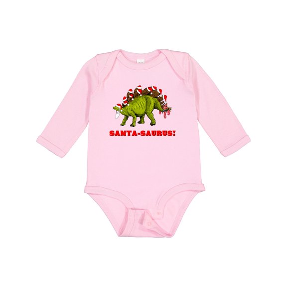 Inktastic Santa-Saurus Christmas Dinosaur Boys or Girls Long Sleeve Baby Bodysuit