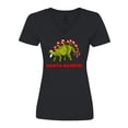 thumbnail image 1 of Inktastic Santa-Saurus Christmas Dinosaur Women's V-Neck T-Shirt, 1 of 5